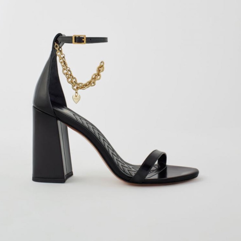 MAJE Black Heel with Gold Chain - Picture 1 of 3